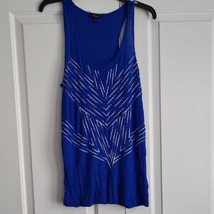Cupio Blue Graphic Relaxed Tank Top